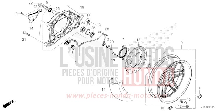 HINTERRAD/SCHWINGE von Forza 350 MAT CYNOS GRAY METALLIC (NH312) von 2023